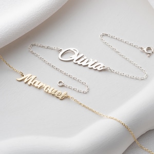 Personalized Tiny Name Bracelet Dainty Layering Bracelet Gold Everyday Bracelet Custom Name Jewelry Kids Name Bracelet for Mom