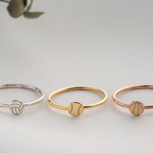 Sports Ring Basketball Ring Game Day Sports Ring Dainty Thin Ring Stacking Softball Ring Silver Baseball Ring Gift for Team Volleyball Ring
