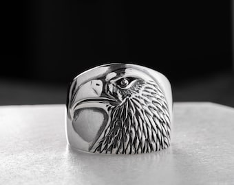 Adler Ring für Männer Wildtier Schmuck Sterling Silber Adler Ring Dicker Männer Ring Adler Siegelring Stärke Mut Ring Adler-Liebhaber-Geschenk