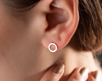 Open Circle Earrings, Circle Stud Earrings, Minimalist Stud Earrings, Open Circle Earrings,  Stacking Earrings, circle earrings