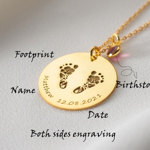 Silver Actual Footprint Necklace Gold, Personalized Newborn Necklace Silver, Baby Shower Necklace, Actual Handprints Necklace, Gift for mom