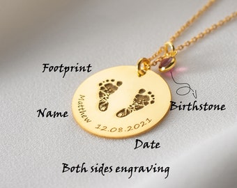 Silver Actual Footprint Necklace Gold, Personalized Newborn Necklace Silver, Baby Shower Necklace, Actual Handprints Necklace, Gift for mom