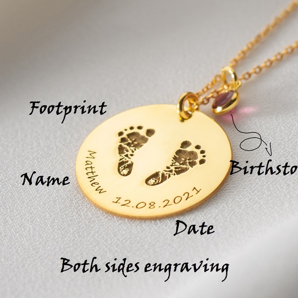 Silver Actual Footprint Necklace Gold, Personalized Newborn Necklace Silver, Baby Shower Necklace, Actual Handprints Necklace, Gift for mom