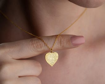 Collar con colgante de corazón y huella dactilar, joyería de plata conmemorativa, regalo para recordar a un ser querido fallecido, recuerdo personalizado.