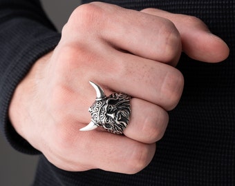 Handgjord 925 Silver Viking Odin Ring: Nordisk Krigare Signet
