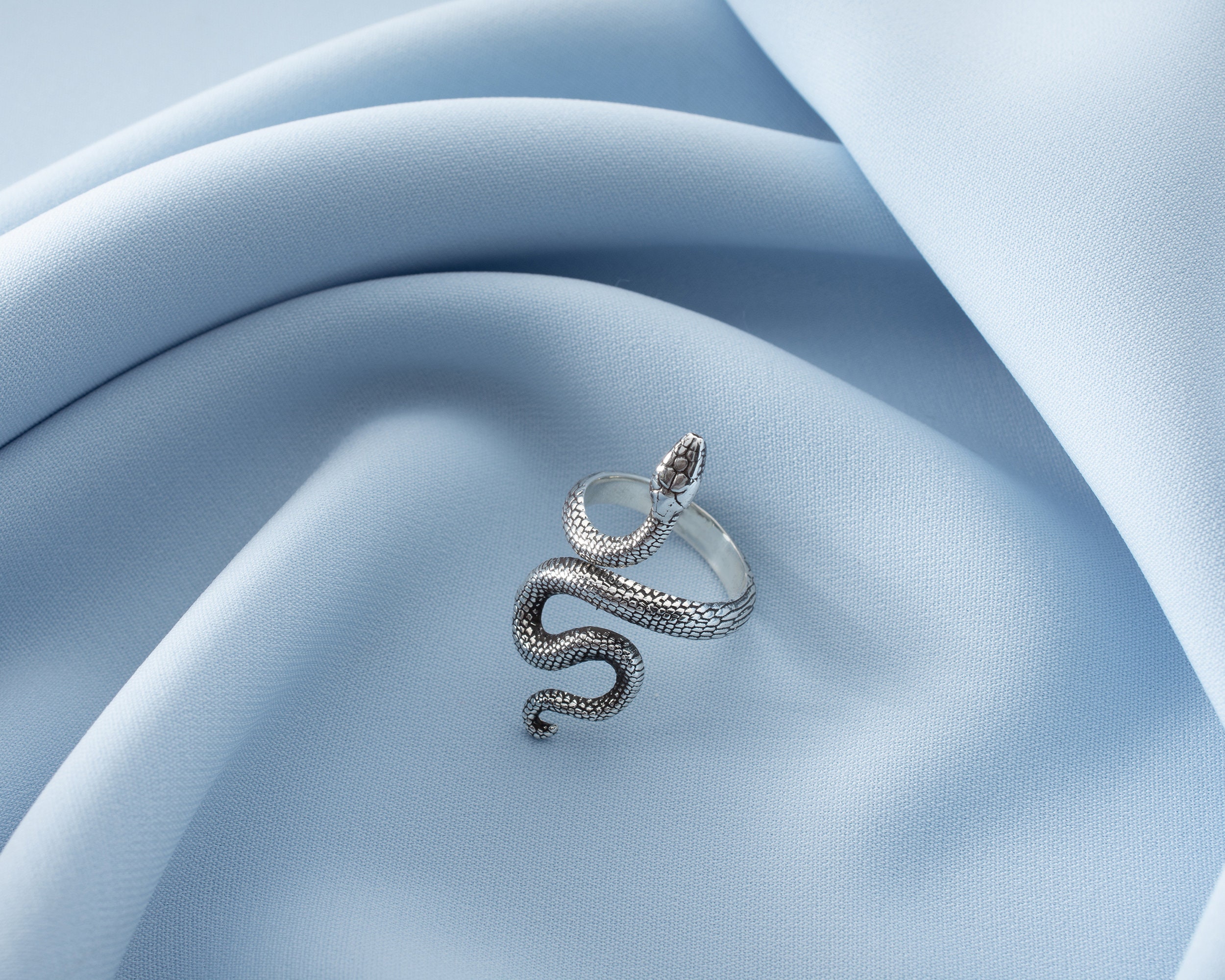 Sterling Silver Snake Ring: Adjustable Serpent Jewelry - Etsy