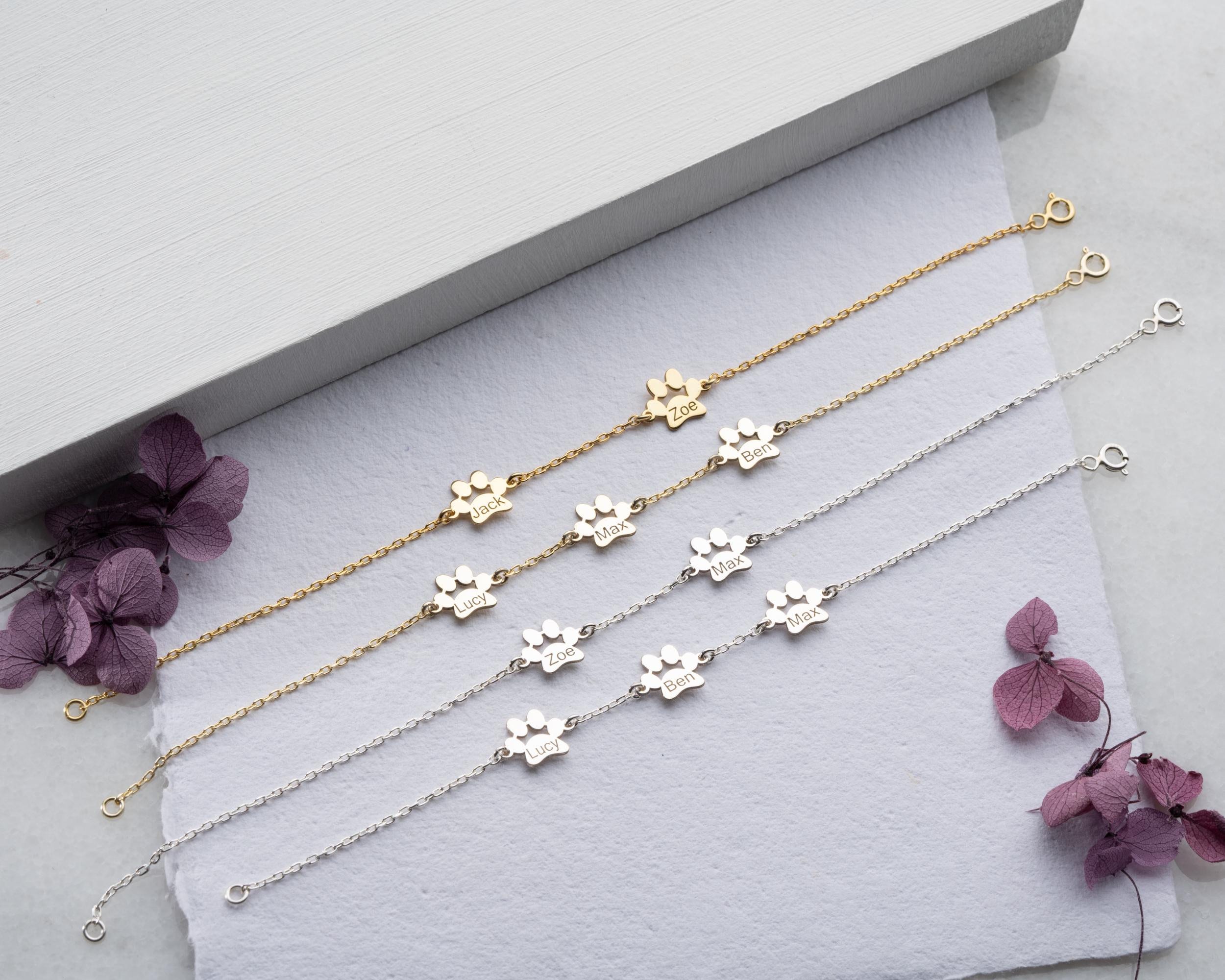Engraved Paw Print Bracelet: Sterling Silver Pet Memorial Jewelry - Etsy