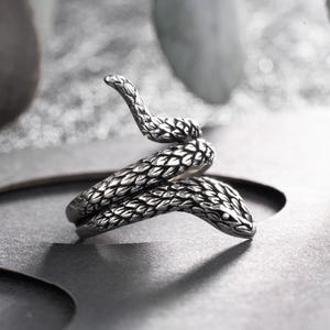 Silver Snake Wrap Ring Unique Ring Design Snake Ring for Men Serpent ...