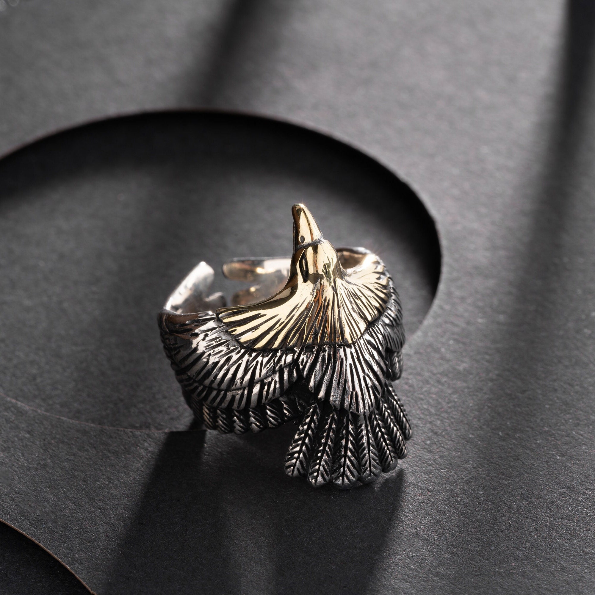 Silber Adler Ring wildes Tier Schmuck amerikanischer Adler Ring Adler verbreitet Flügel Ring keltischer Adler Ring dicker Männerring Vintage Kriegsringe