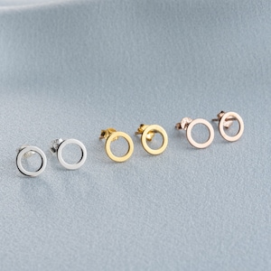 Open Circle Stud Earrings Small Circle Earrings 14K Gold Round Earrings Dainty Everyday Jewelry Simple Stud Earring  Geometric Small Earring