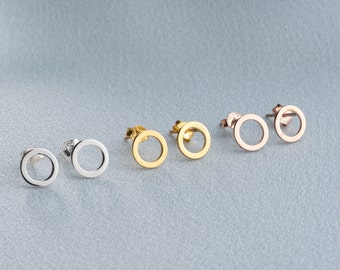 Open Circle Earrings, Circle Stud Earrings, Minimalist Stud Earrings, Open Circle Earrings,  Stacking Earrings, circle earrings