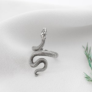 Adjustable Snake Ring Silver, Rose Gold Snake Ring, Adjustable Serpent Ring, Snake jewelry for women, Gift for her