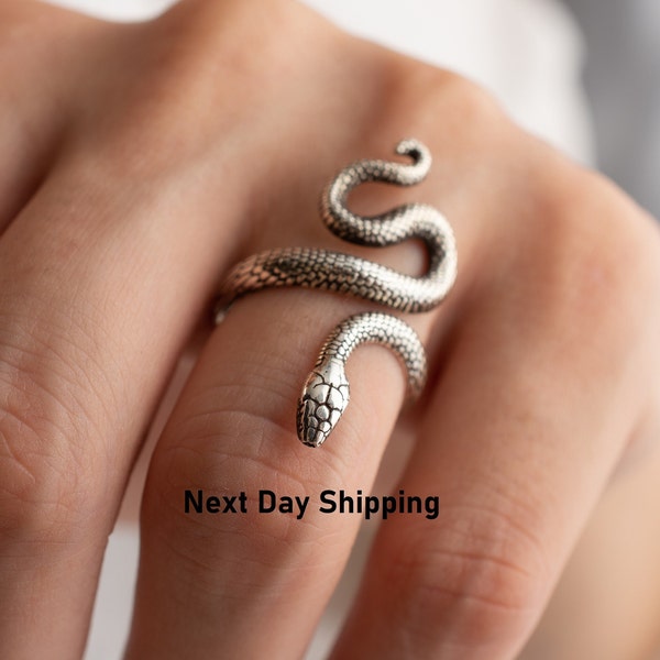 Silver Snake Ring, Adjustable Snake Ring, Rose Gold Snake Ring, Silver Adjustable Serpent Ring, Gift for her, Silver Ring, Minimalist ring