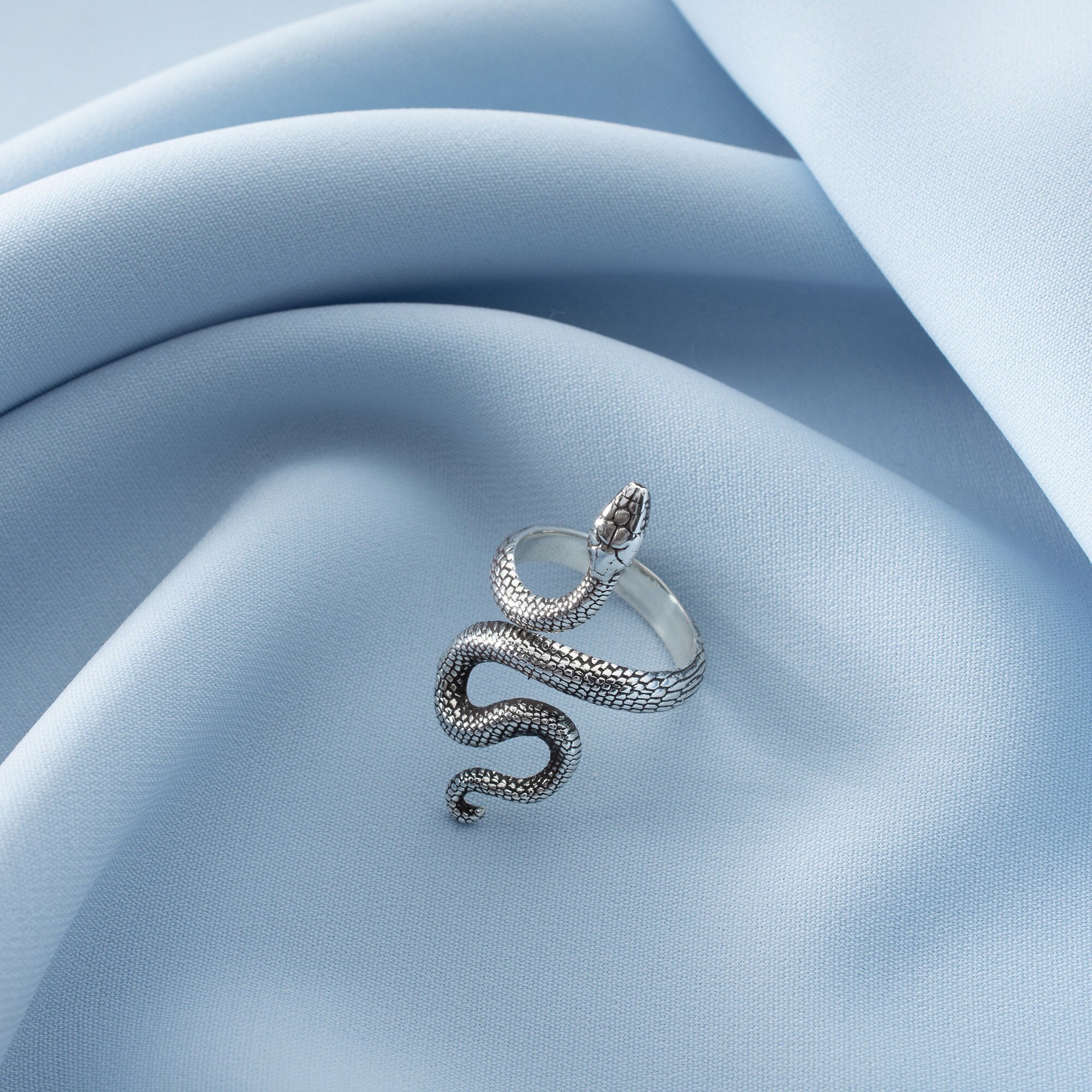 Anello Serpente Regolabile In Argento 925 – Unisex, Taglia Unica, Gioiello Rettile