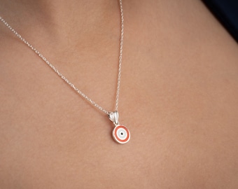 Sterling Silver Evil Eye Charm Necklace: Protection Pendant