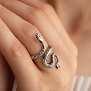 Adjustable Snake Ring Silver, Rose Gold Snake Ring, Adjustable Serpent Ring, Snake jewelry for women, Gift for her,