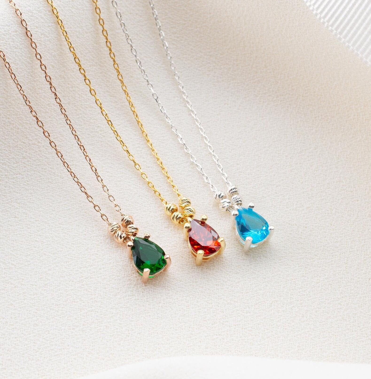 Teardrop Birthstone Necklace Custom Birthstone Necklace Birthstone Jewelry Christmas Gift Birth Month Gift for Mom Necklace November