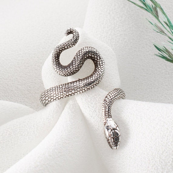 Anello Serpente Regolabile In Argento 925 &ndash; Unisex, Taglia Unica, Gioiello Rettile