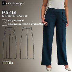 elegante Hose, Paspeltaschen, Bügelfalten Größe 34 -50