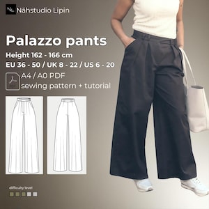 Sewing pattern for a pair of palazzo pants, Palazzo pants 110, height 162 - 166 cm, size 36 -50