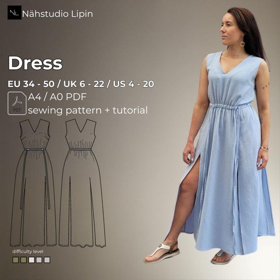 chinese dress ladies Luca Vanucci Tulips V Neck Linen Dress 1348 — L and L Stuff main image 1