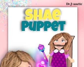 Girl Paper Bag Puppet, Shae -Printable Coloring Puppet Kit / Preschool & Kindergarten
