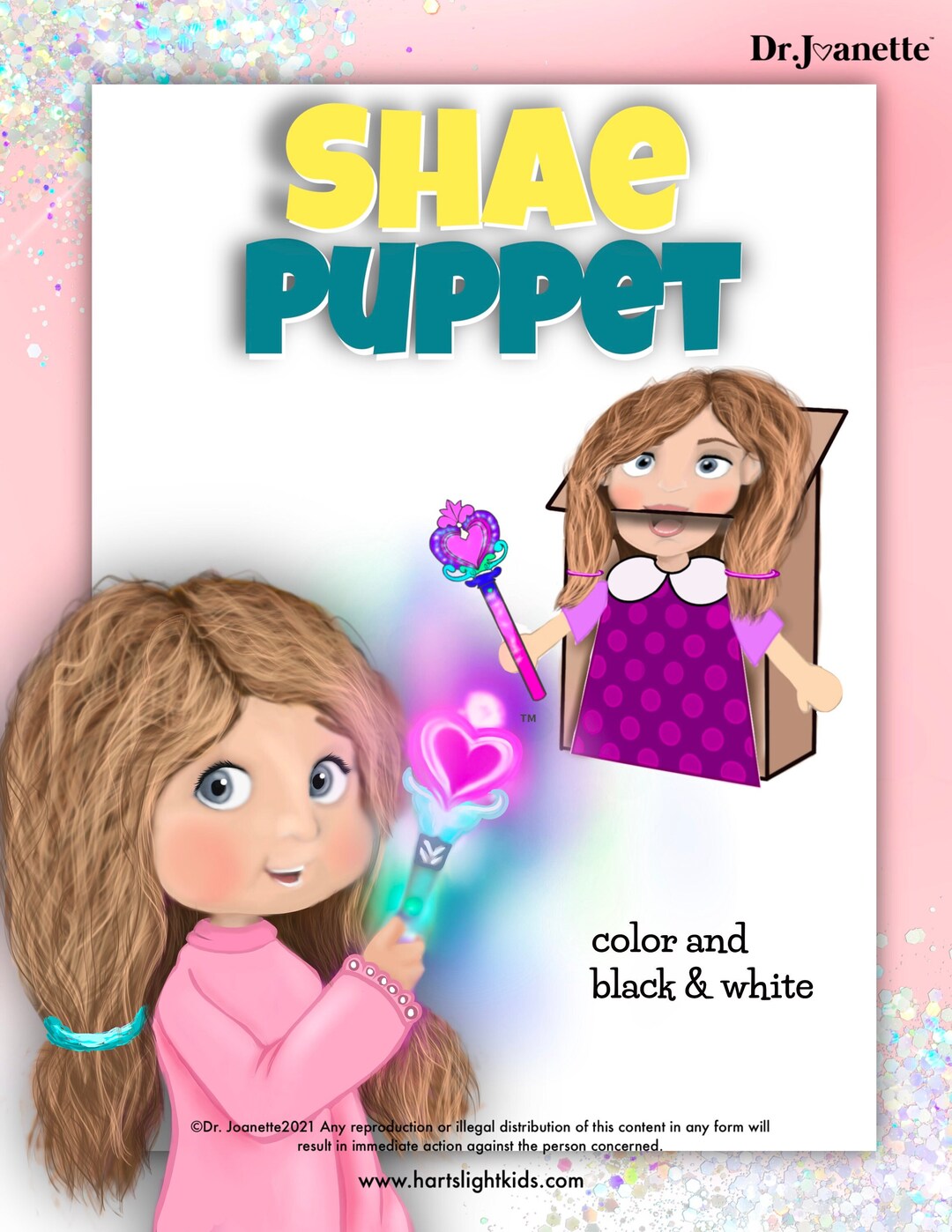 Girl Paper Bag Puppet, Shae printable Coloring Puppet Kit / Preschool ...