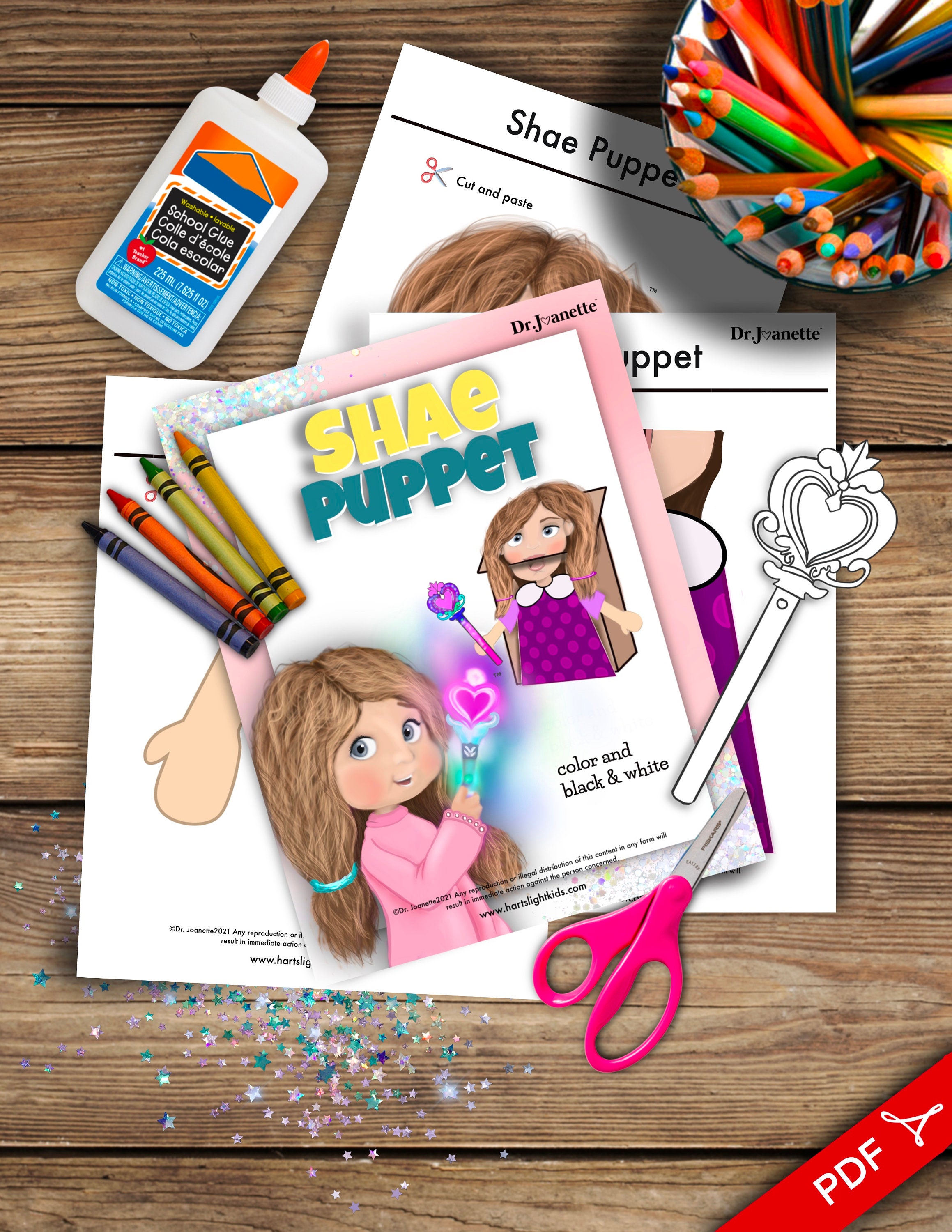 Girl Paper Bag Puppet, Shae printable Coloring Puppet Kit / Preschool ...