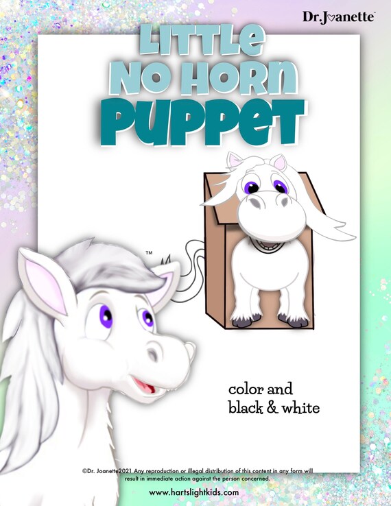 giver unicorn paper bag puppet printable coloring puppet kit etsy