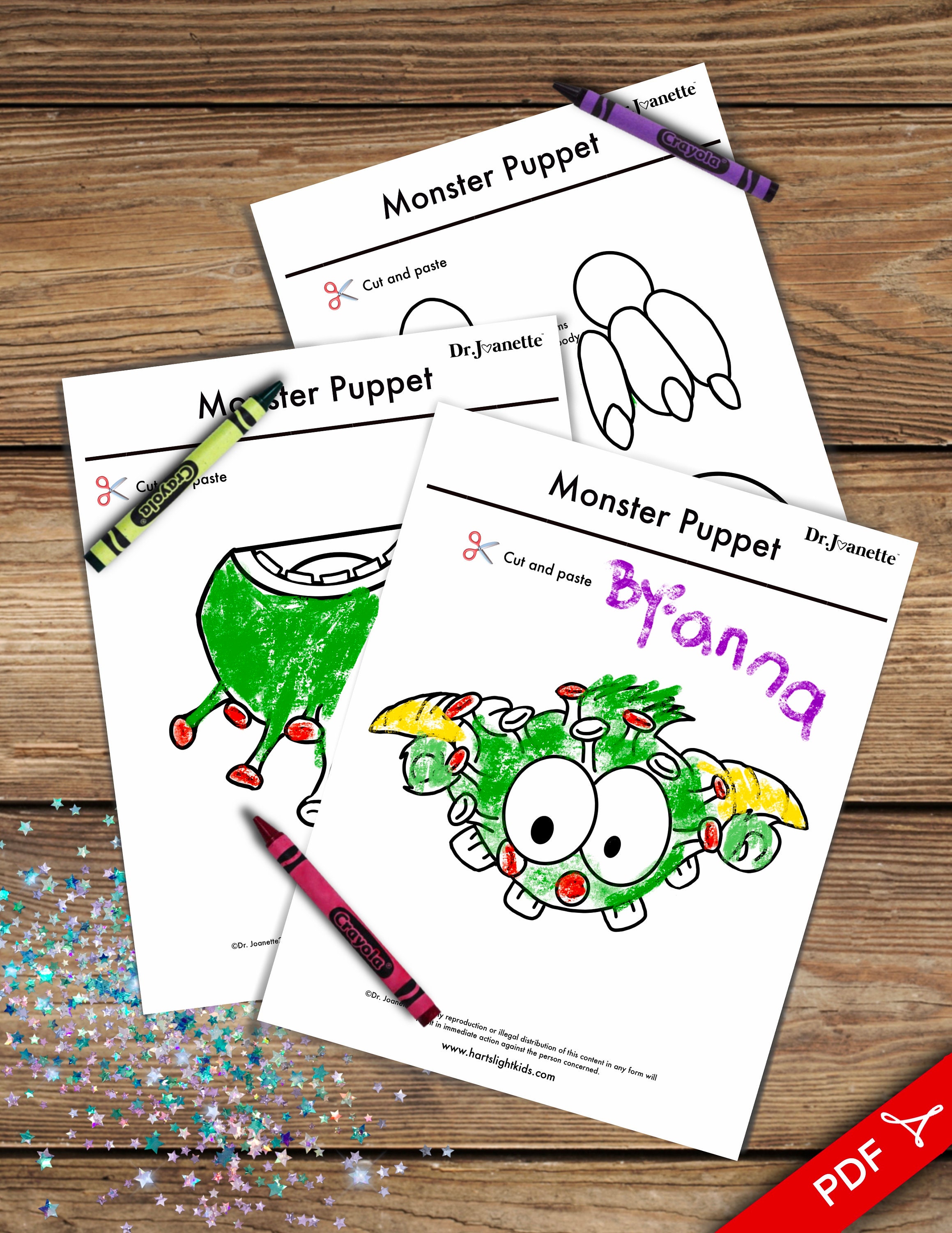 Monster Paper Bag Puppet Printable Coloring Puppet Kit / Preschool Monster Paper Bag Puppet Printable Coloring Puppet Kit / Preschool