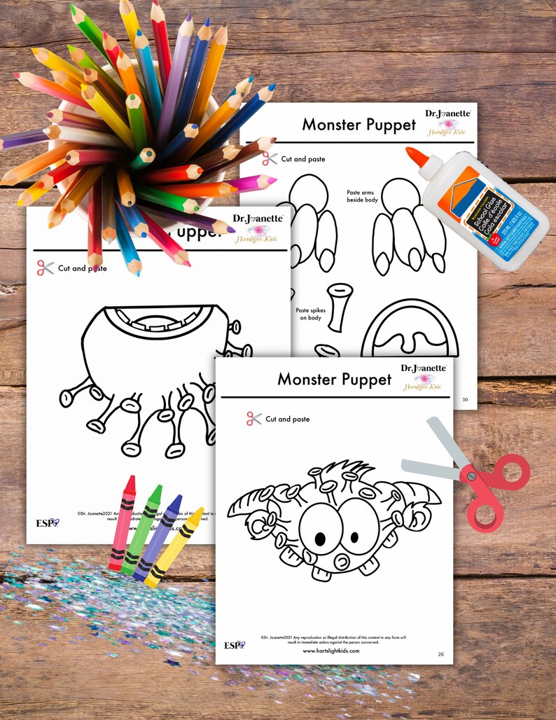 Monster Paper Bag Puppet Printable Coloring Puppet Kit / Preschool Monster Paper Bag Puppet Printable Coloring Puppet Kit / Preschool