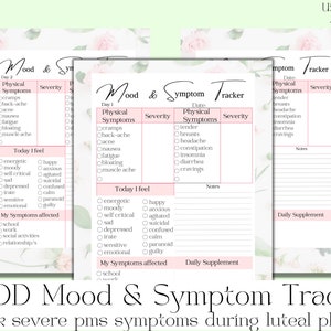 Premenstrual Dysphoric Disorder Mood & Symptom Tracker| Track Symptoms During Luteal Phase| Tracker For Women