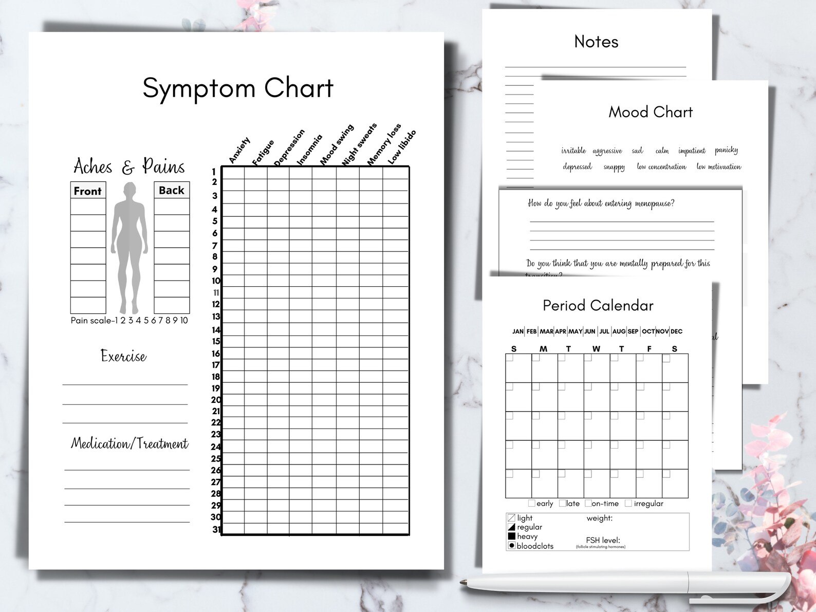 Perimenopause Printable Symptom Tracker for Women menstrual - Etsy