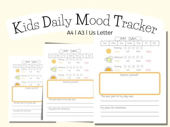 Kids Mood &amp; Activity Chart Printable Mood Chart for Children - Etsy
