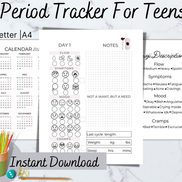 Best Period Tracker For Teens| 2023 Calendar| Emoji