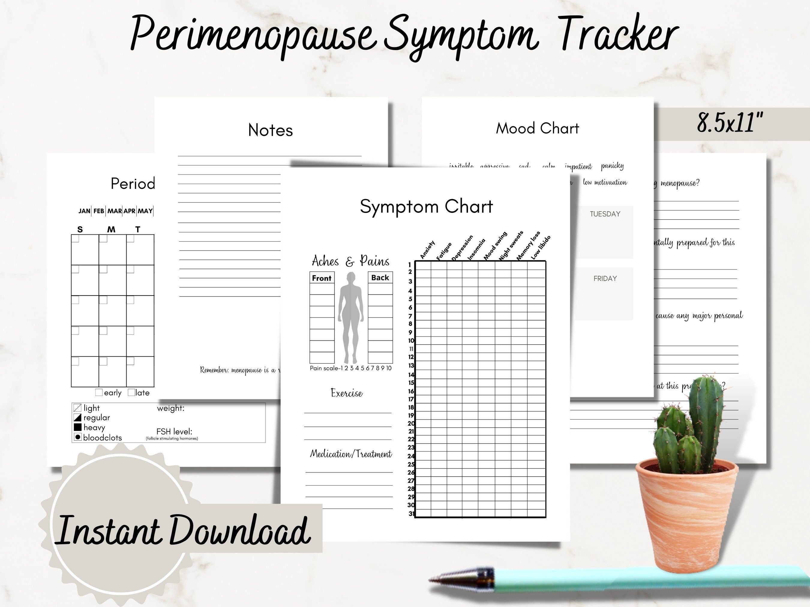 Perimenopause Printable Symptom Tracker for Women menstrual - Etsy