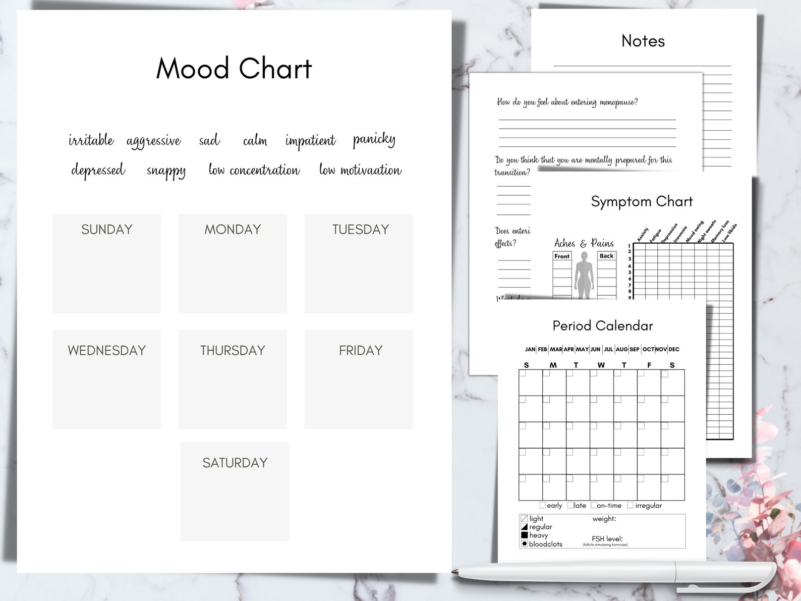 Perimenopause Printable Symptom Tracker for Women menstrual - Etsy
