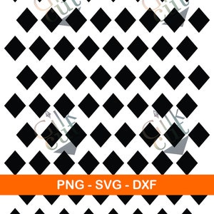 May include: Black and white diamond pattern. The pattern is made up of small, black diamonds on a white background.