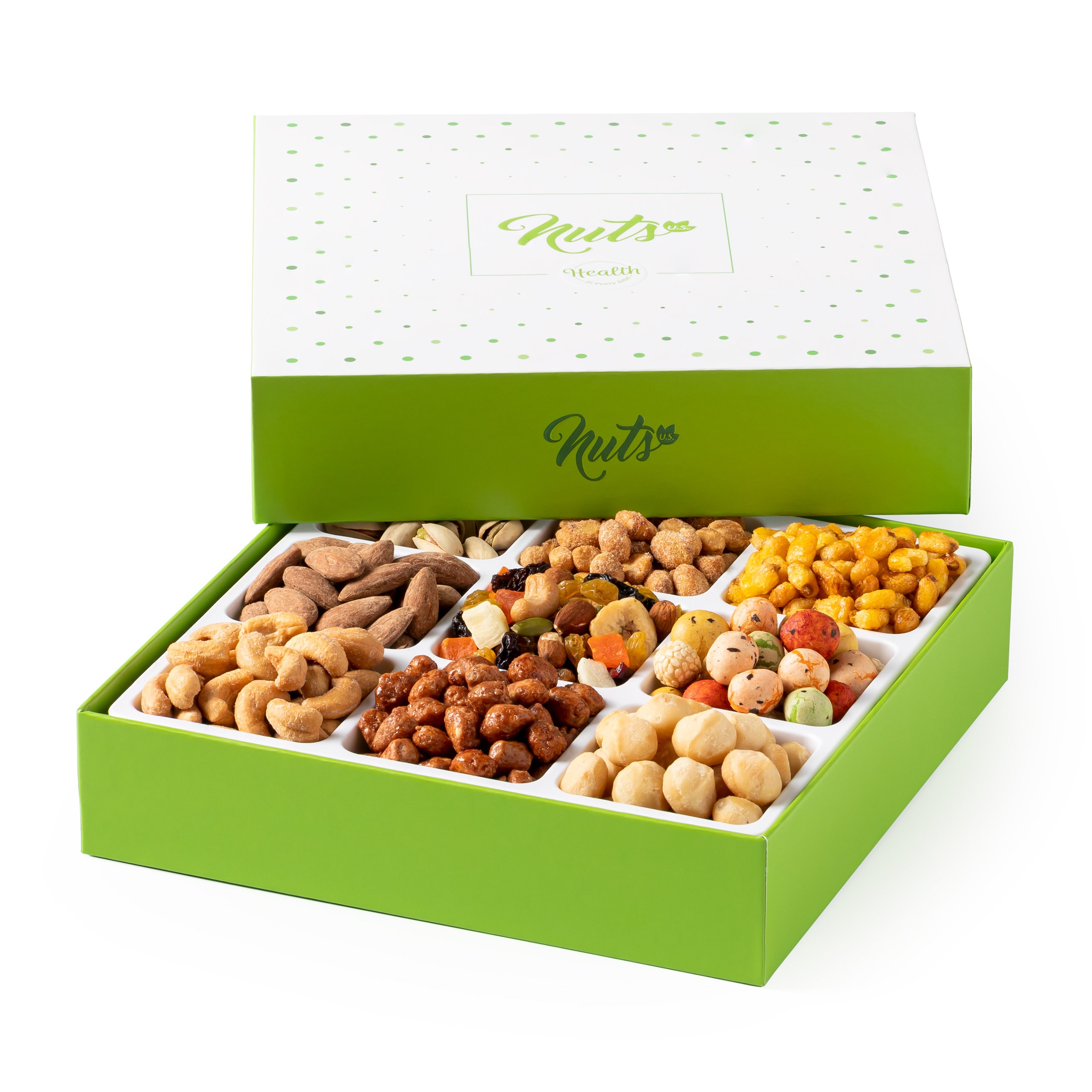 NUTS U.S. Nuts Gift Basket 9 Variety Fresh Assorted Nuts Gift Box Sweet