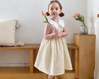 LISTO PARA ENVIAR- Vestido floral de manga corta para niñas, Vestido para niños pequeños, Vestido para niñas, Vestido de princesa, Vestido de cumpleaños para niñas, Vestido floral para niños