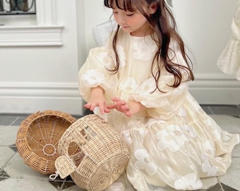 LISTO PARA ENVIAR- Vestido para niñas, vestido para niños pequeños, vestido de manga larga, vestido para ocasiones especiales para niñas, vestido de cumpleaños para niñas, vestido blanco para niños