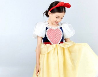 LISTO PARA ENVIAR - Vestido de Blancanieves de alta calidad, vestido de princesa para niñas, disfraz de princesa, disfraz de Disney, vestido de cumpleaños para niñas, Disney Land