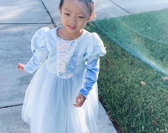 LISTO PARA ENVIAR - Vestido de princesa para niñas de alta calidad, vestido de Cenicienta, vestido de Elsa, disfraz de Disney, vestido de fiesta para niñas, vestido de cumpleaños para niños