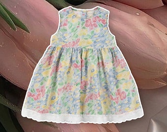 READY TO SHIP- Girls Sleeveless Flower Dress, Toddler dress, Girls Dress, Girls Birthday Dress, Kids floral Dress