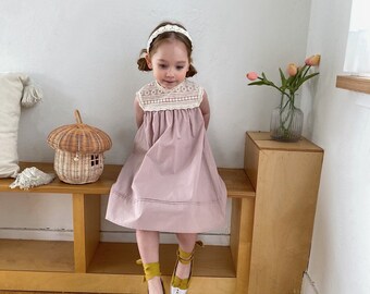 READY TO SHIP- Vestido bordado para niñas, Vestido para niños pequeños, Vestido para niñas, Vestido de princesa, Vestido de cumpleaños para niñas, Vestido rosa para niños, Vestido de encaje