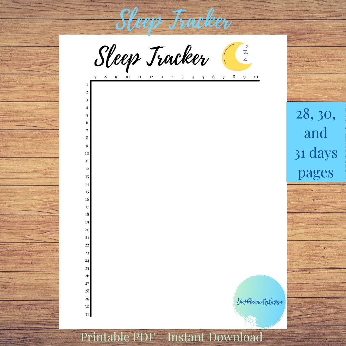 Sleep Tracker Printable PDF Page for Planner or Bullet - Etsy