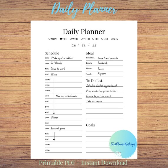 Printable PDF Daily Planner Digital Download Bullet Journal - Etsy