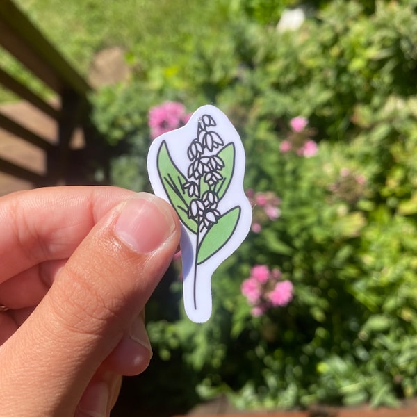 Lily sticker, May birth flower vinyl sticker, water resistant and durable