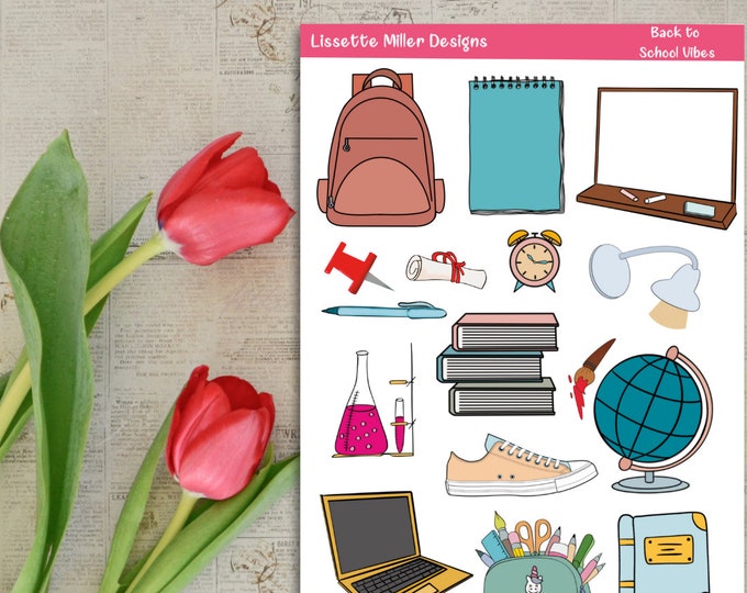 Back to School Vibes Sticker Sheet | Student Planner Stickers |