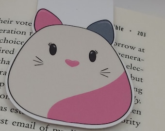 Calico Kitty Squishmallow Double Sided Magnetic Bookmark | Bibliophile Magnetic Bookmark |  Reader Gifts | Bookworm Gifts |Squishmallow Cat